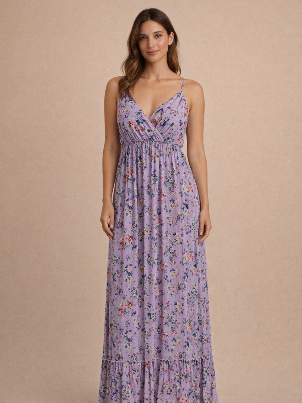 Angie Lavender Floral Maxi Dress